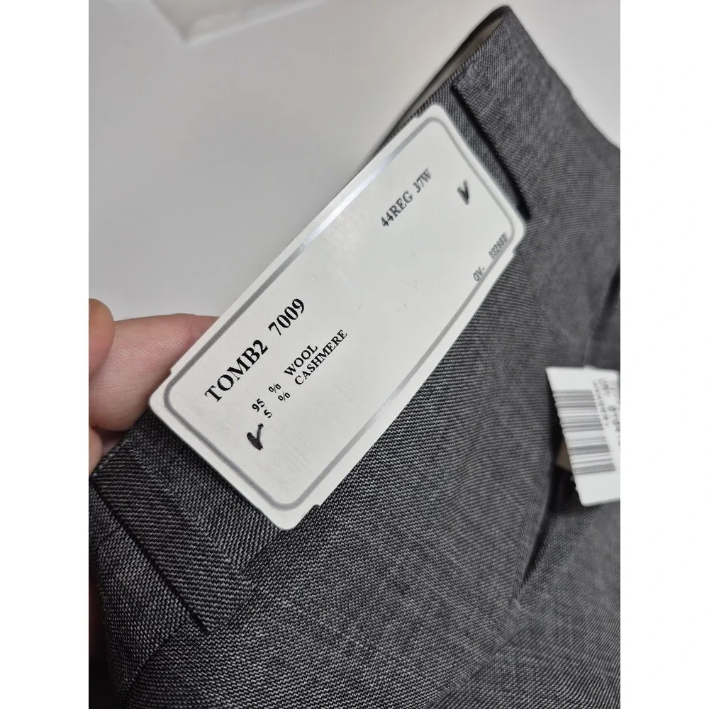 Tomba Dress Pants Mens 37x36 Gray Wool Cashmere Pleated Straight Unhemmed